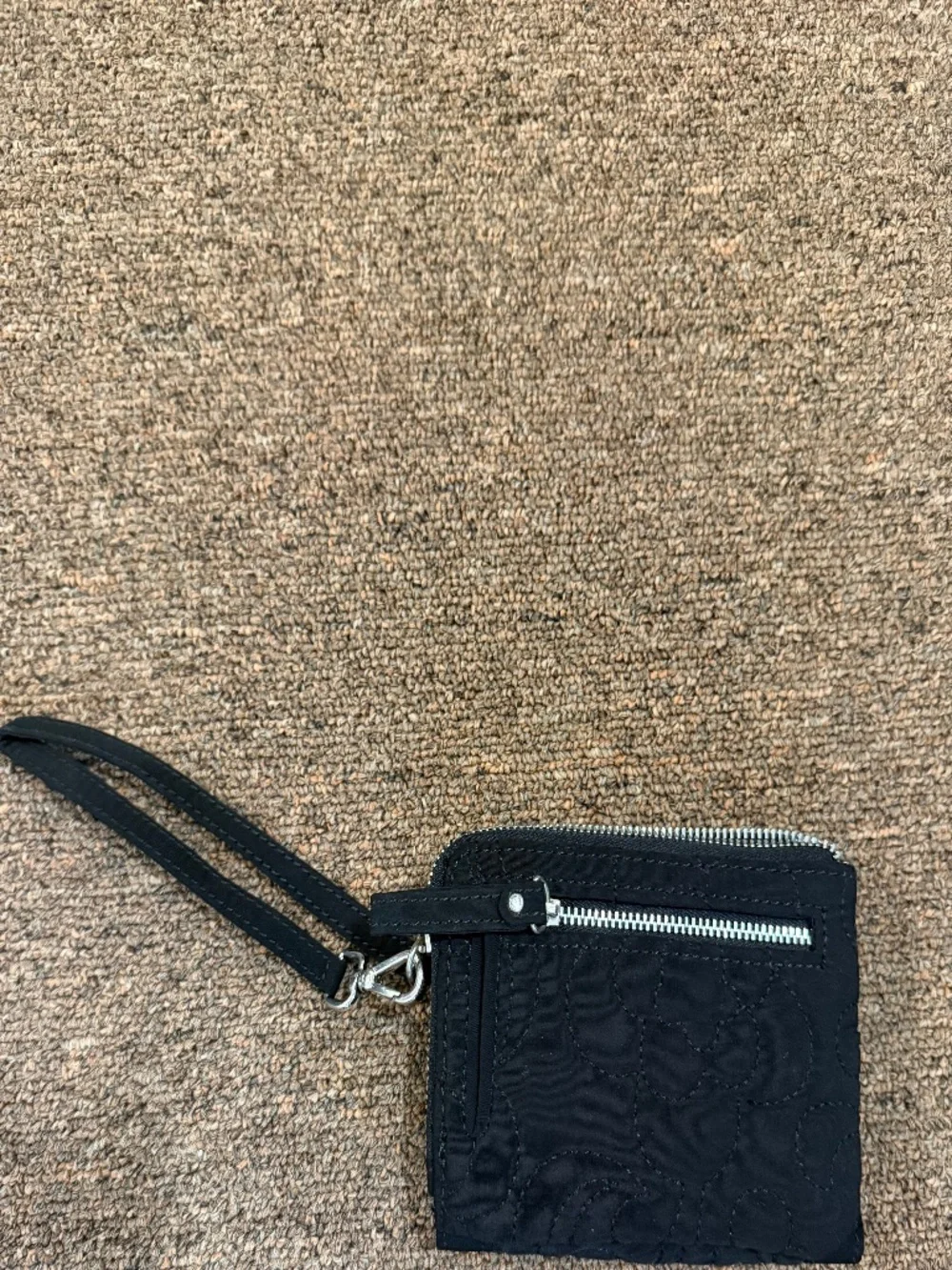 Vera Bradley Black Quilted Iconic RFID Slim Wristlet Wallet Floral